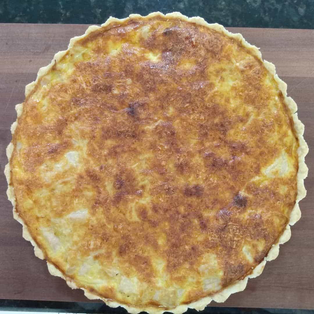 Quiche de alho poró e palmito